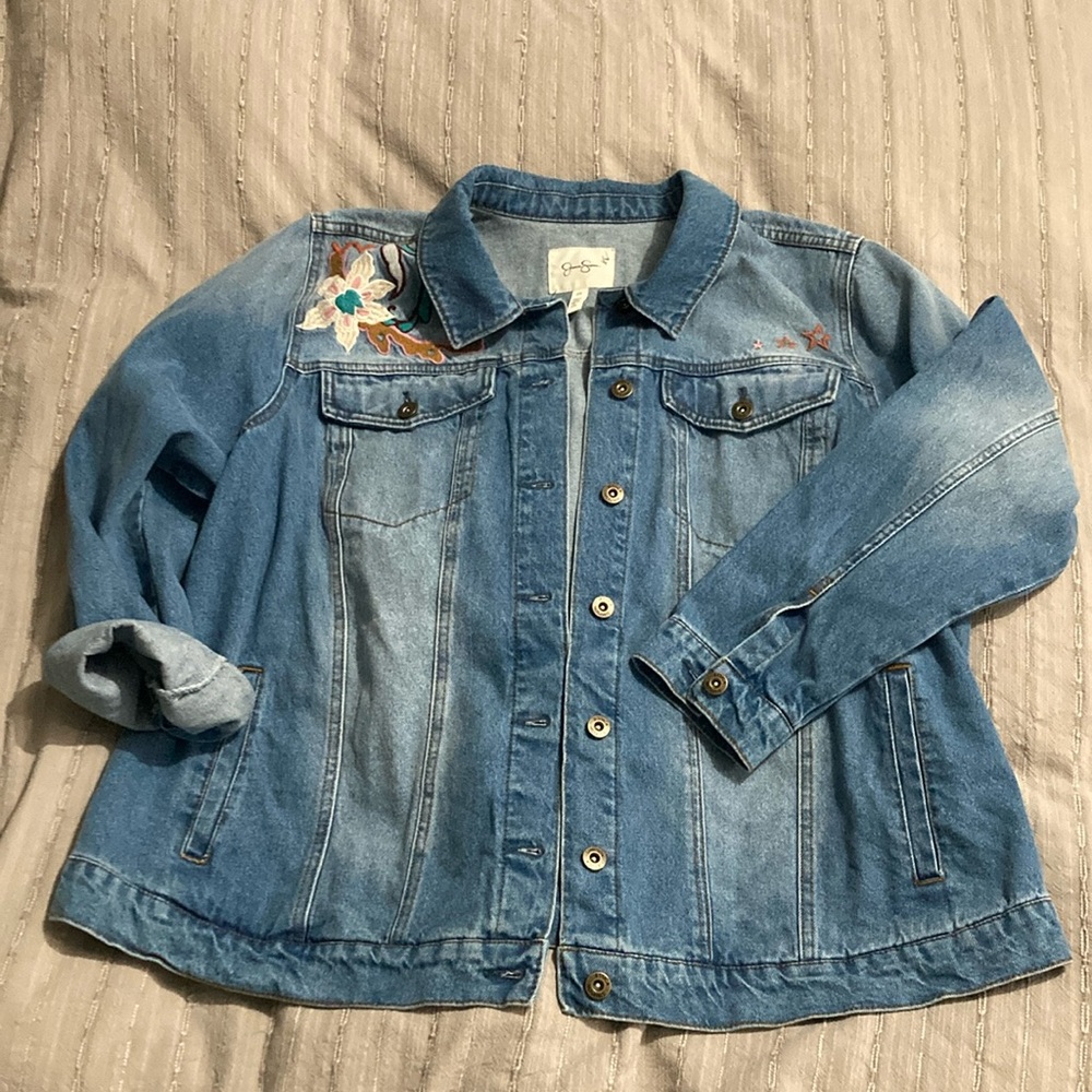 Jessica simpson xxl denim jacket with embroidery